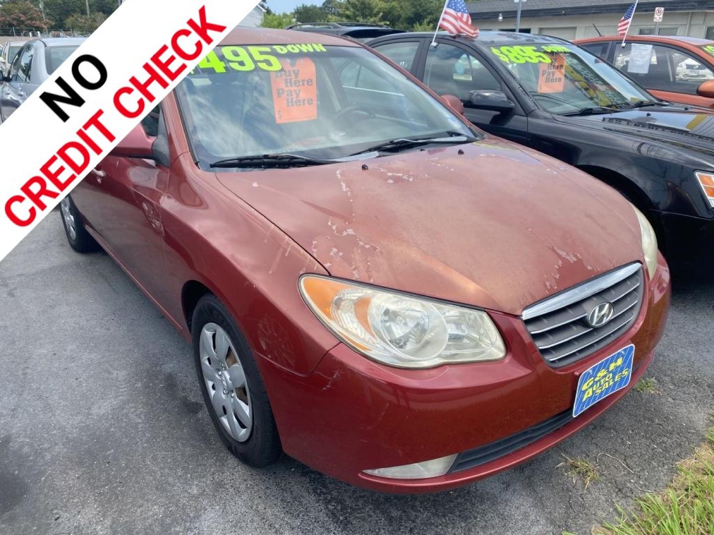 2008 RED HYUNDAI ELANTRA GLS (KMHDU46D08U) with an 2.0L engine, Automatic transmission, located at 930 E Little Creek Road, Norfolk, VA, 23518, (757) 588-0420, 36.915051, -76.244408- Photo#0
