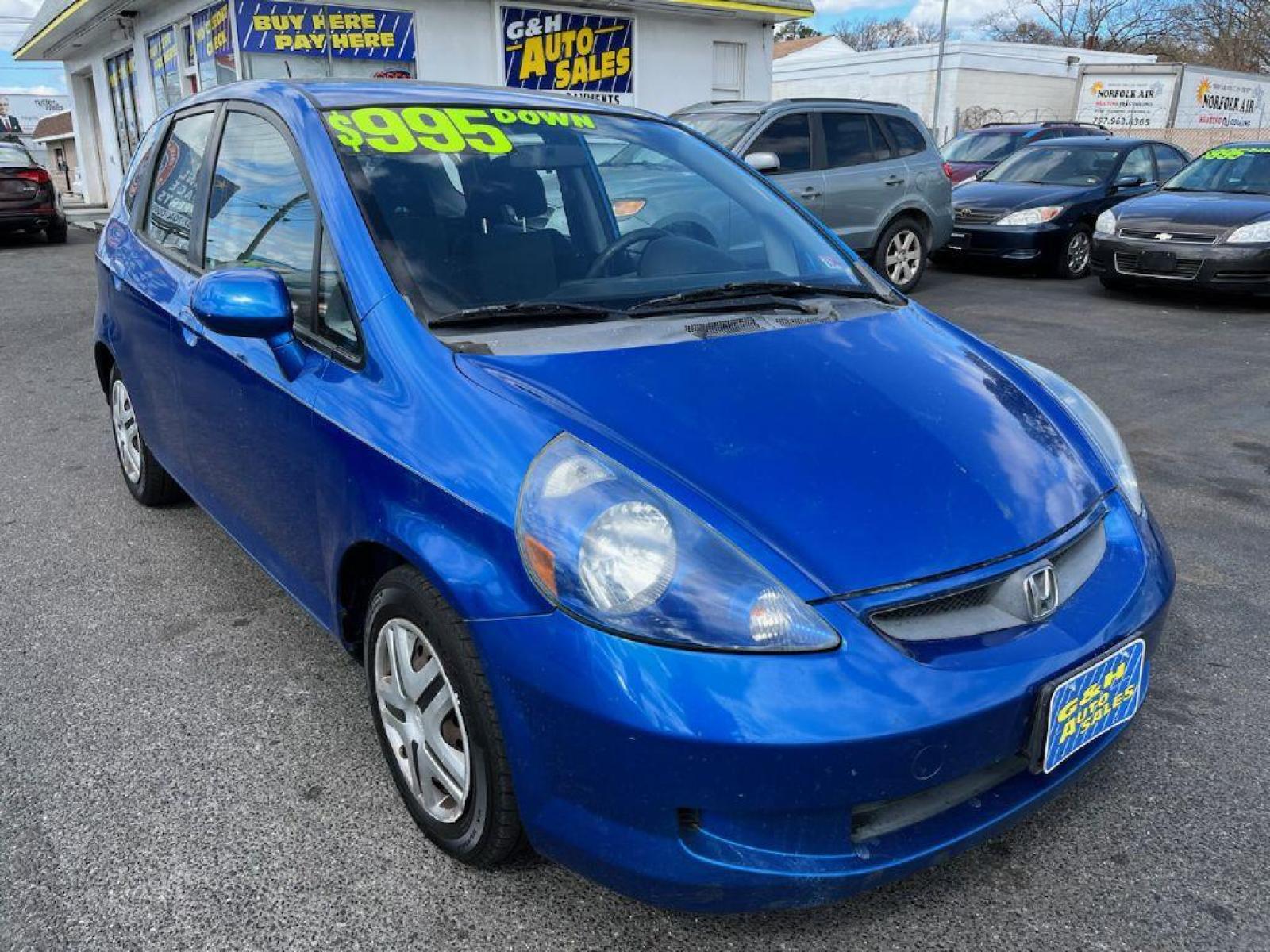 2008 BLUE HONDA FIT (JHMGD37438S) with an 1.5L engine, 5-Speed Manual transmission, located at 930 E Little Creek Road, Norfolk, VA, 23518, (757) 588-0420, 36.915051, -76.244408 - Photo #0