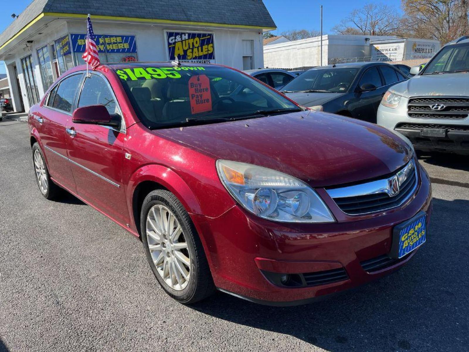 2008 RED SATURN AURA XR (1G8ZV57798F) with an 3.6L engine, Automatic transmission, located at 930 E Little Creek Road, Norfolk, VA, 23518, (757) 588-0420, 36.915051, -76.244408 - Photo #0