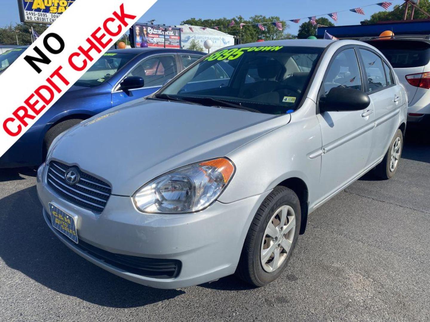 2008 SILVER HYUNDAI ACCENT GLS (KMHCN46C08U) with an 1.6L engine, Automatic transmission, located at 930 E Little Creek Road, Norfolk, VA, 23518, (757) 588-0420, 36.915051, -76.244408 - Photo#0