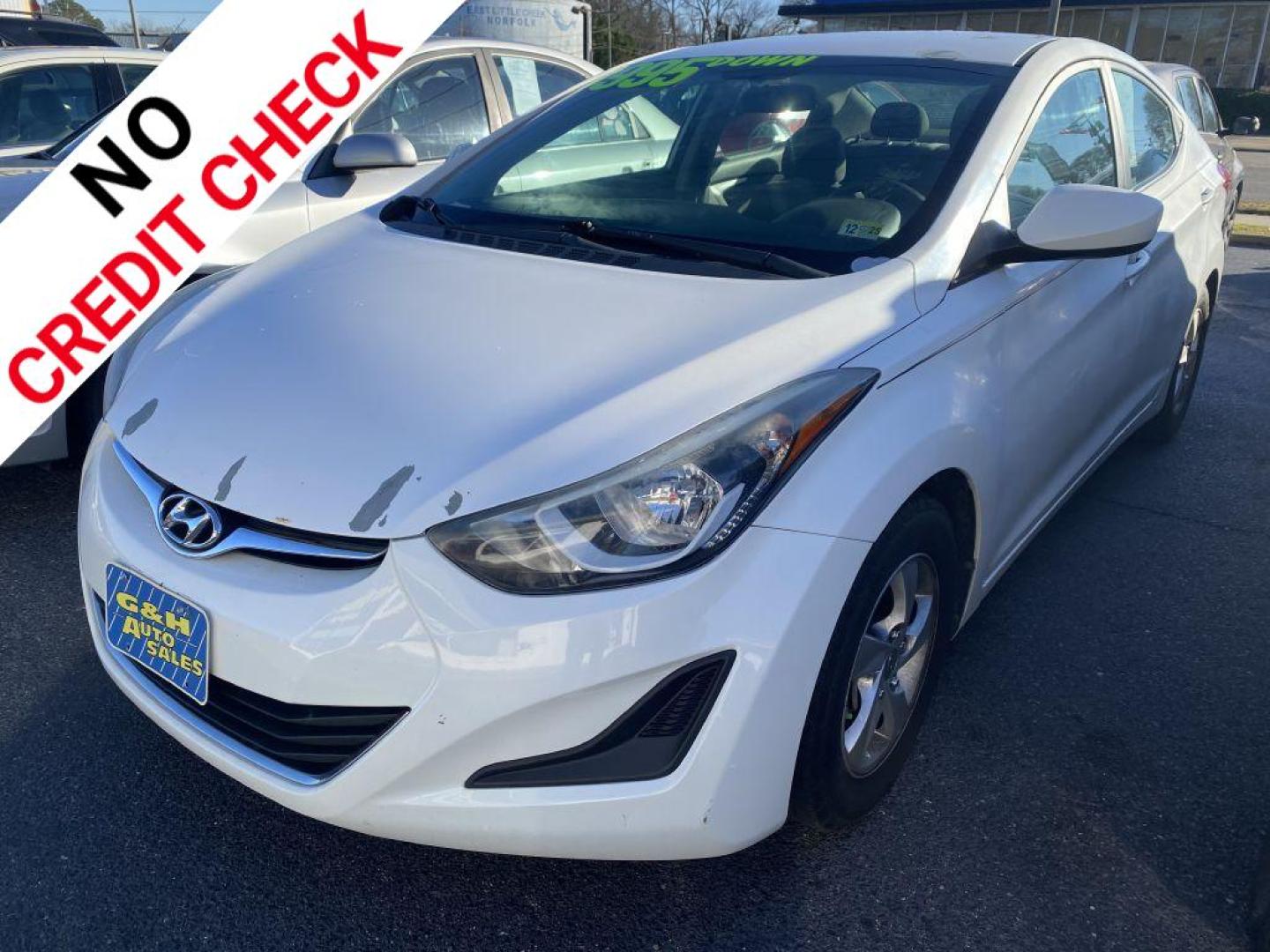 2014 WHITE HYUNDAI ELANTRA SE (5NPDH4AE4EH) with an 1.8L engine, Automatic transmission, located at 930 E Little Creek Road, Norfolk, VA, 23518, (757) 588-0420, 36.915051, -76.244408 - Photo#0