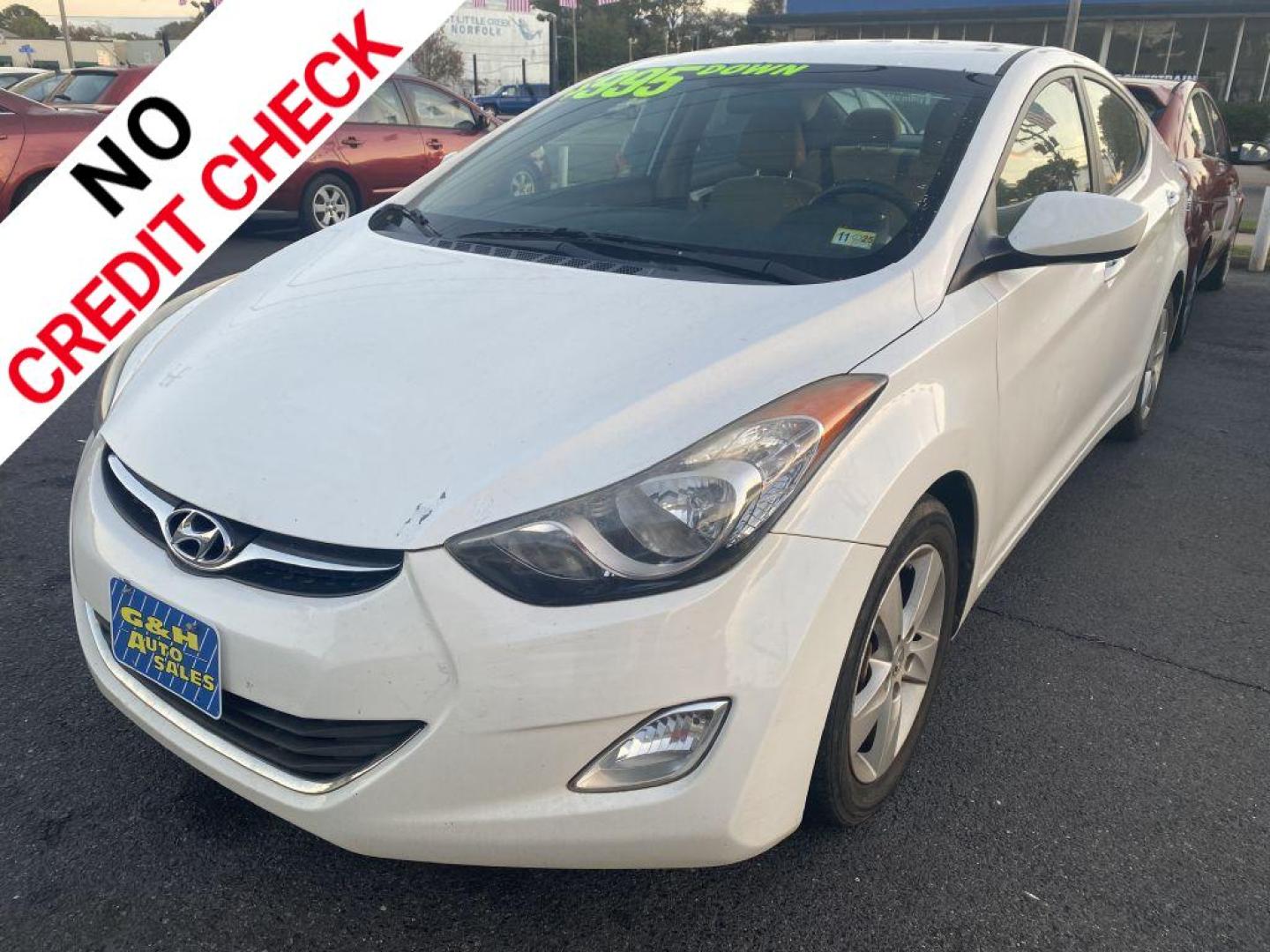 2013 WHITE HYUNDAI ELANTRA GLS (5NPDH4AE0DH) with an 1.8L engine, Automatic transmission, located at 930 E Little Creek Road, Norfolk, VA, 23518, (757) 588-0420, 36.915051, -76.244408 - Photo#0