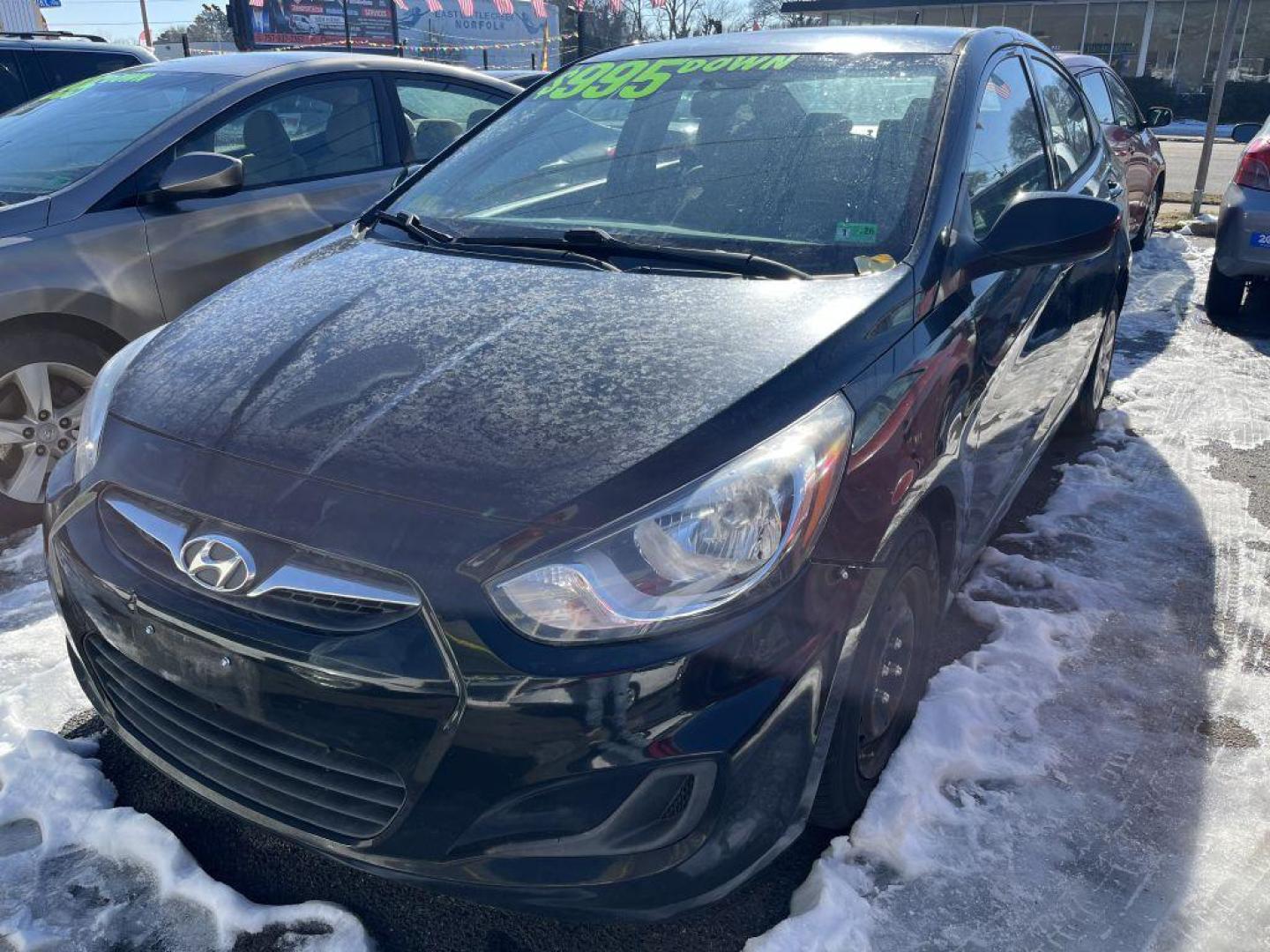 2014 BLACK HYUNDAI ACCENT GLS (KMHCT4AE6EU) with an 1.6L engine, Automatic transmission, located at 930 E Little Creek Road, Norfolk, VA, 23518, (757) 588-0420, 36.915051, -76.244408 - Photo#0