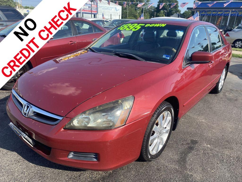 2007 RED HONDA ACCORD EX (1HGCM66817A) with an 3.0L engine, Automatic transmission, located at 930 E Little Creek Road, Norfolk, VA, 23518, (757) 588-0420, 36.915051, -76.244408- Photo#0