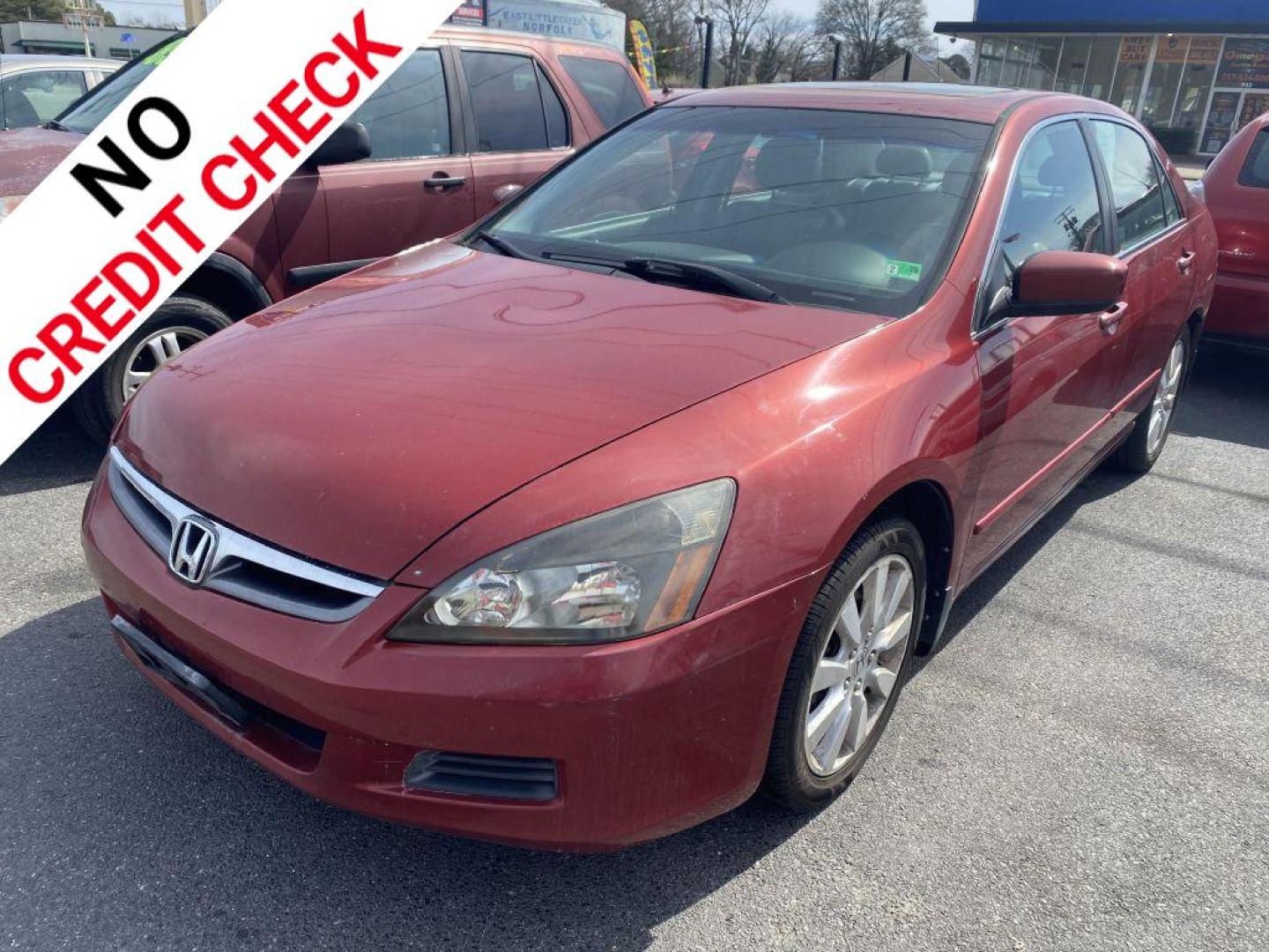 2007 RED HONDA ACCORD EX (1HGCM66817A) with an 3.0L engine, Automatic transmission, located at 930 E Little Creek Road, Norfolk, VA, 23518, (757) 588-0420, 36.915051, -76.244408 - Photo#0