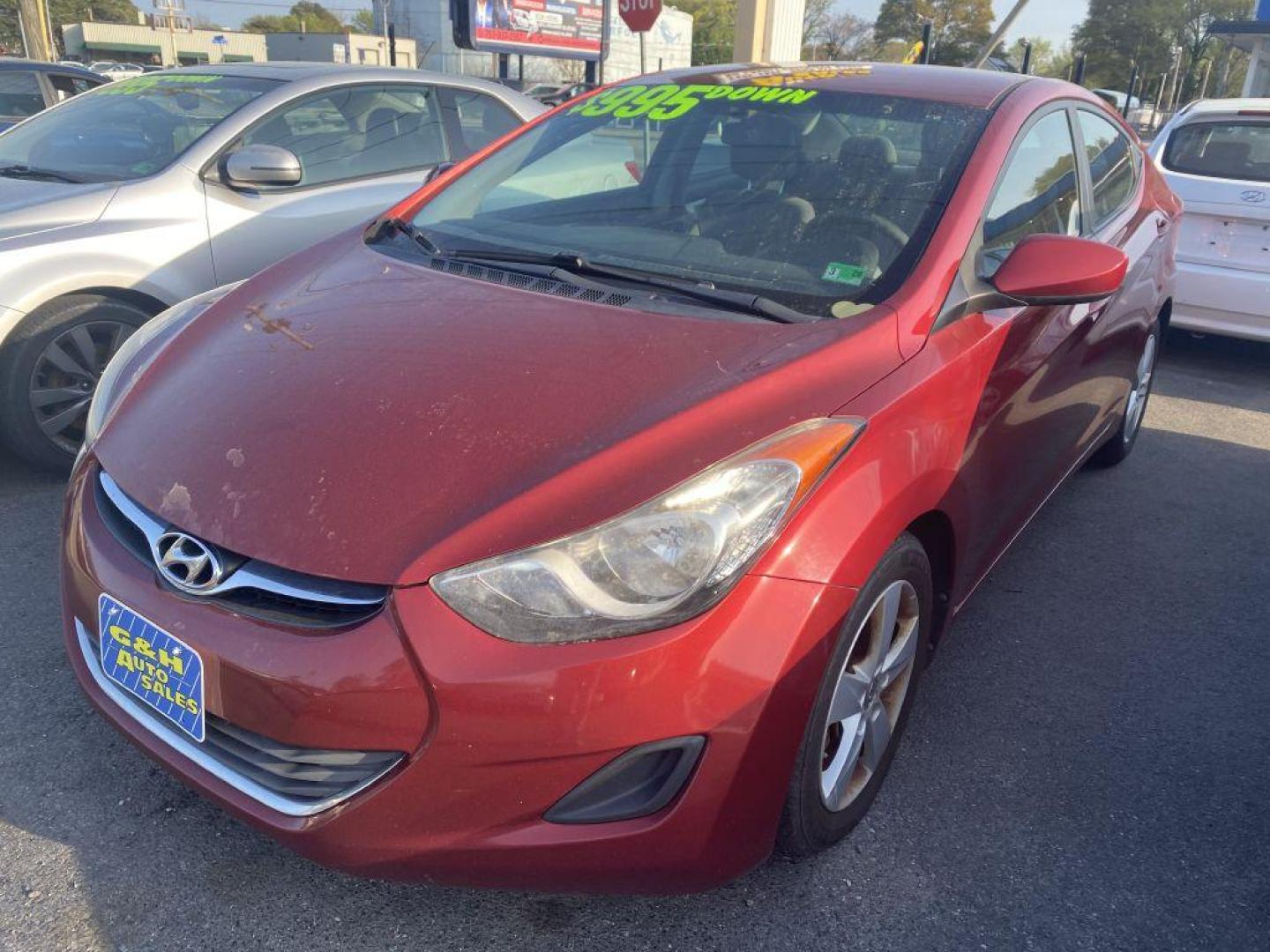 2013 RED HYUNDAI ELANTRA GLS (5NPDH4AE4DH) with an 1.8L engine, Automatic transmission, located at 930 E Little Creek Road, Norfolk, VA, 23518, (757) 588-0420, 36.915051, -76.244408 - Photo#0