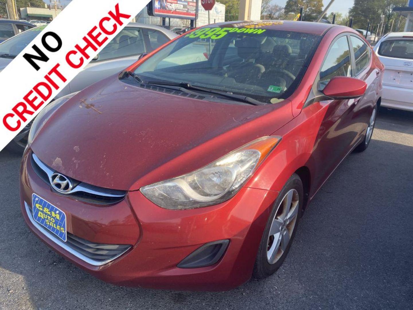 2013 RED HYUNDAI ELANTRA GLS (5NPDH4AE4DH) with an 1.8L engine, Automatic transmission, located at 930 E Little Creek Road, Norfolk, VA, 23518, (757) 588-0420, 36.915051, -76.244408 - Photo#0