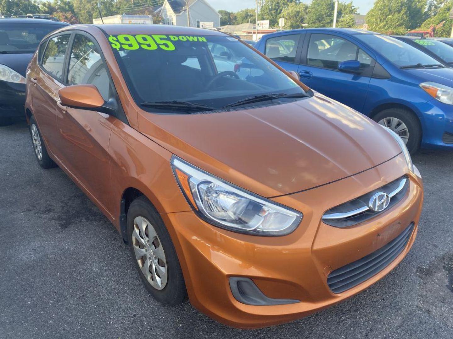 2015 ORANGE HYUNDAI ACCENT GS (KMHCT5AE2FU) with an 1.6L engine, Automatic transmission, located at 930 E Little Creek Road, Norfolk, VA, 23518, (757) 588-0420, 36.915051, -76.244408 - Photo#0