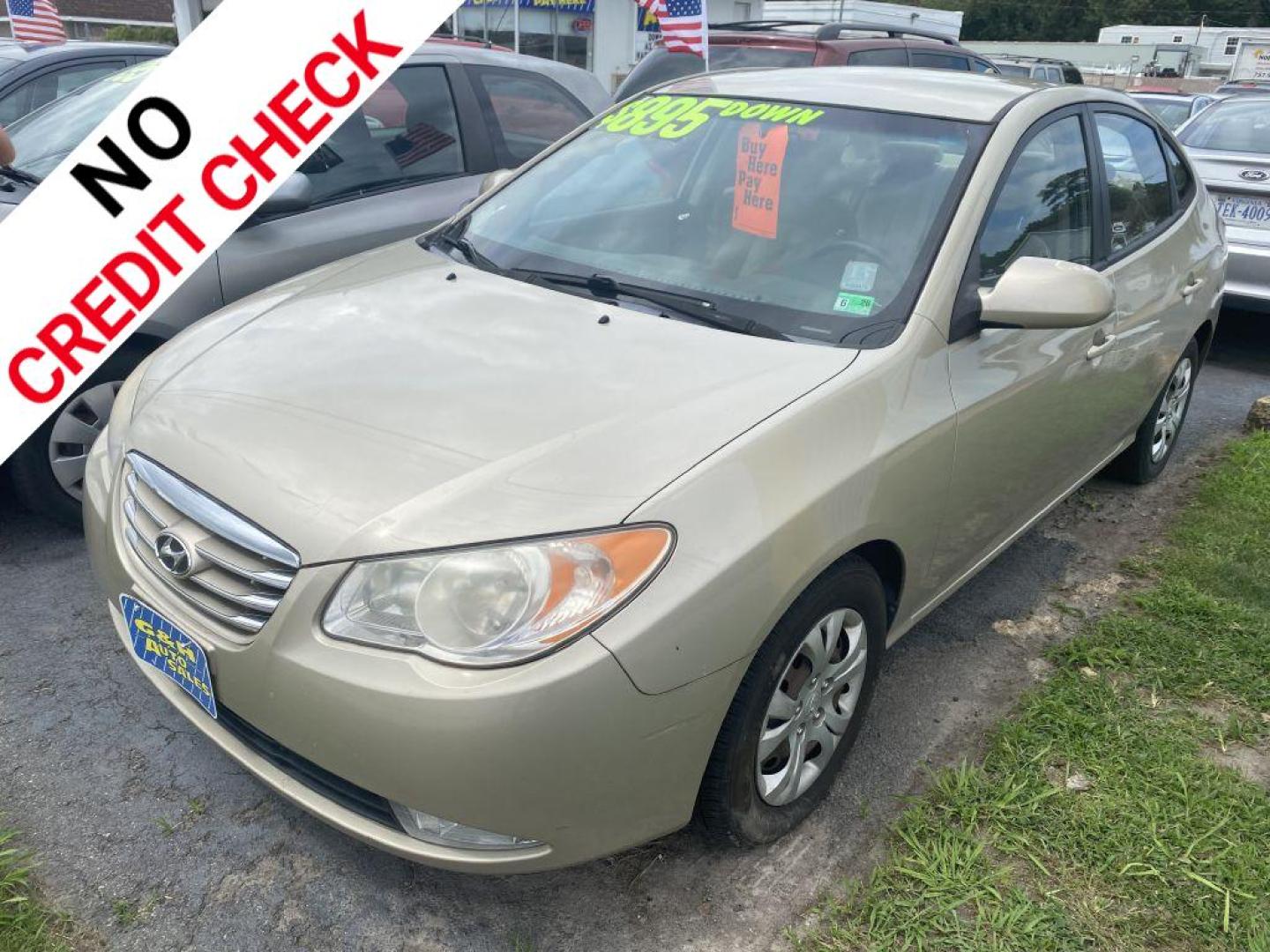 2010 TAN HYUNDAI ELANTRA (KMHDU4AD2AU) with an 2.0L engine, Automatic transmission, located at 930 E Little Creek Road, Norfolk, VA, 23518, (757) 588-0420, 36.915051, -76.244408 - Photo#0