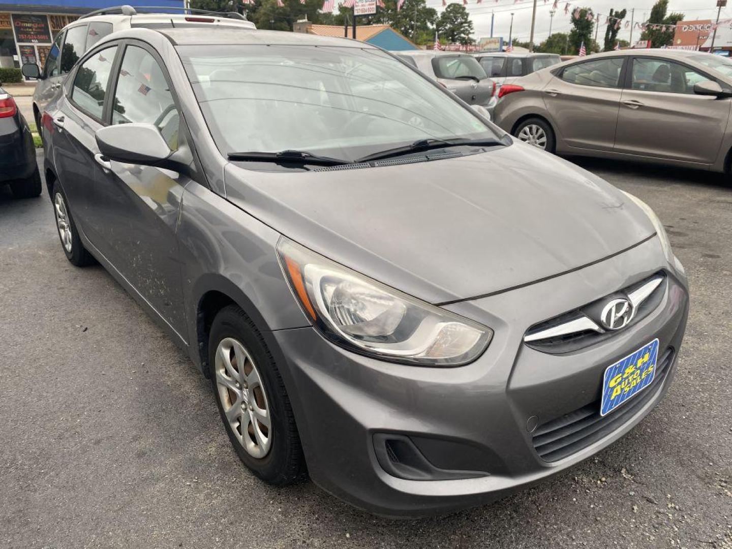 2014 GRAY HYUNDAI ACCENT GLS (KMHCT4AE9EU) with an 1.6L engine, Automatic transmission, located at 930 E Little Creek Road, Norfolk, VA, 23518, (757) 588-0420, 36.915051, -76.244408 - Photo#0