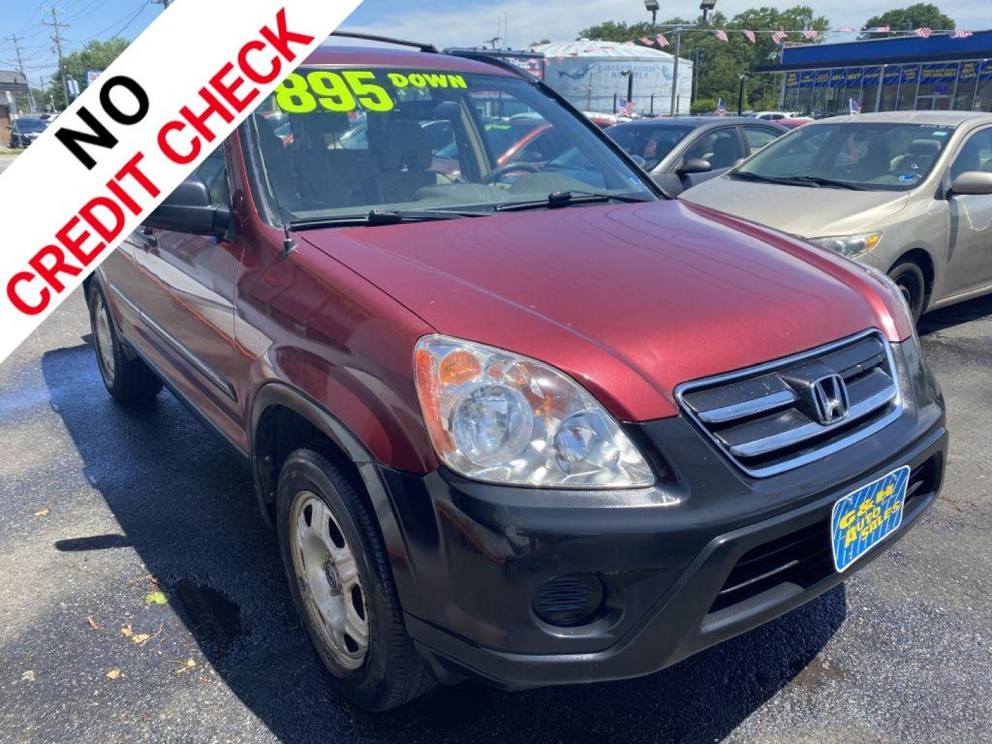 2005 RED HONDA CR-V LX (SHSRD78515U) with an 2.4L engine, Automatic transmission, located at 930 E Little Creek Road, Norfolk, VA, 23518, (757) 588-0420, 36.915051, -76.244408 - Photo#0